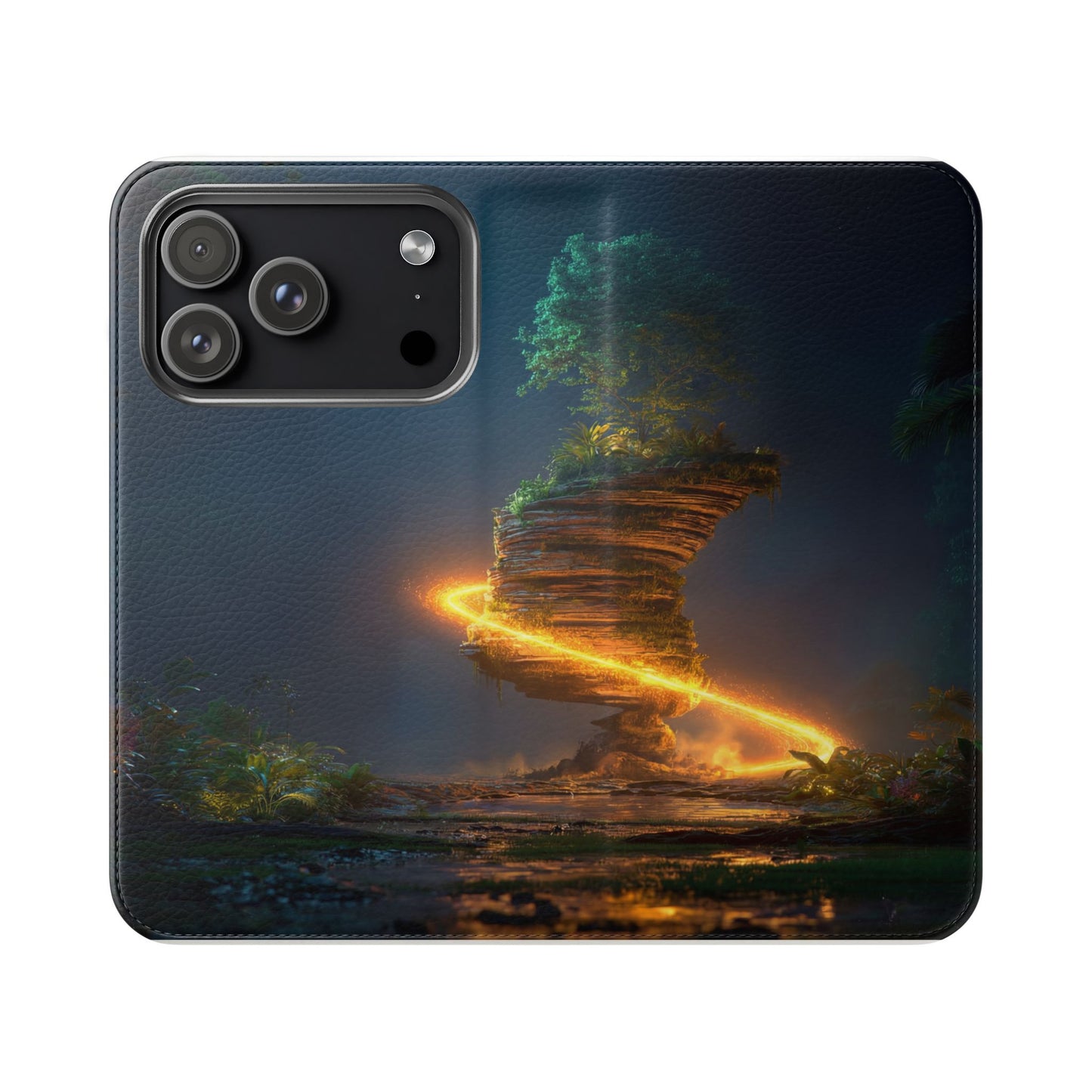Luminous Floating Island Flip Cases – Amber Twilight Sanctuary