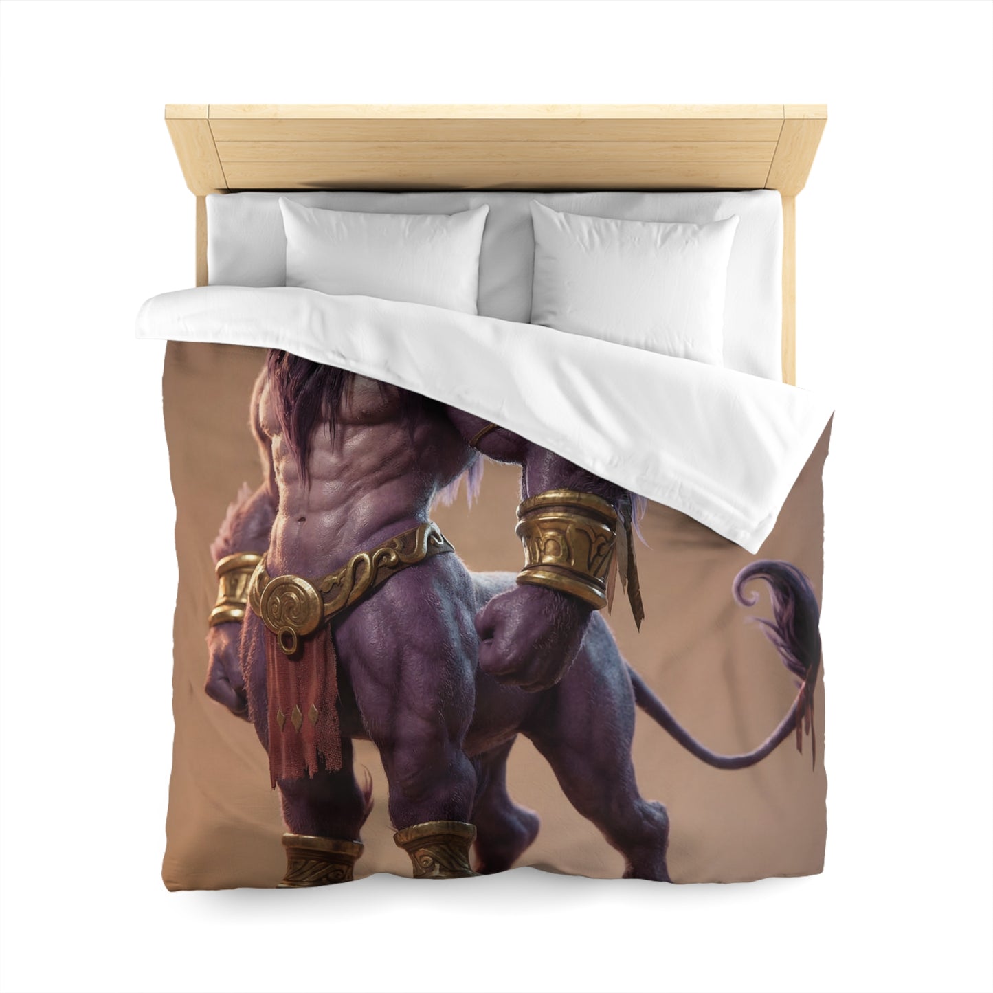 Purple Bull Sentinel Microfiber Duvet Cover – Regal Warrior in Golden Armor