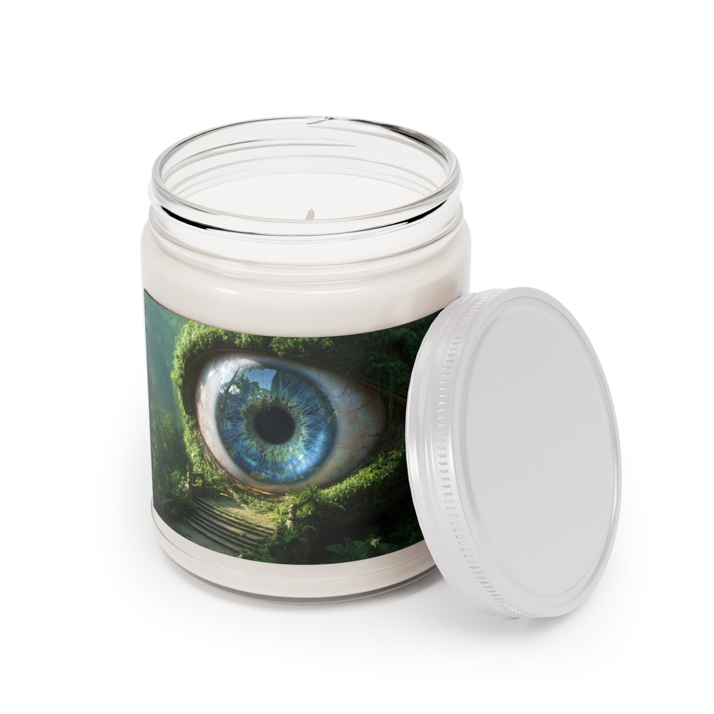 Guardian Eye of the Verdant Grove Scented Soy Candles with White Lid, 9oz – Watchful Forest Serenity