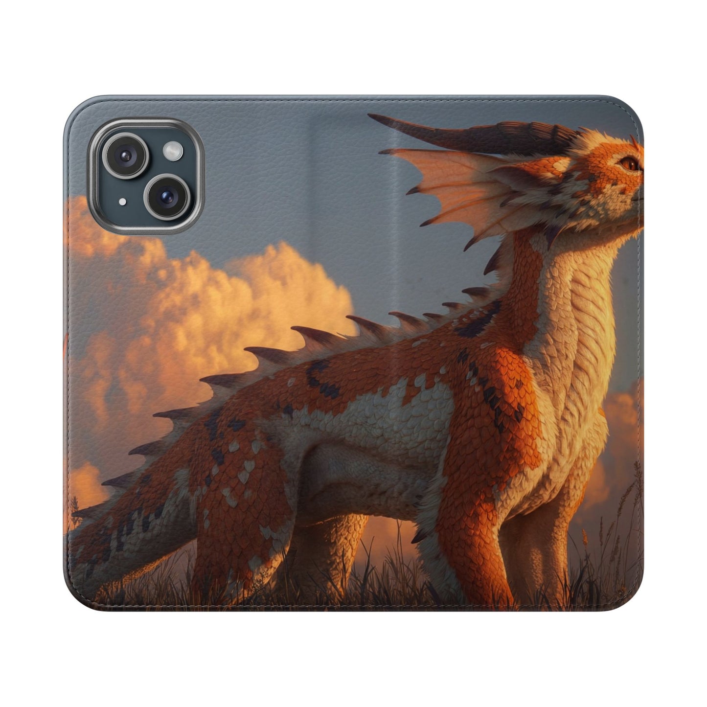 Gilded Dragon Flip Cases – Amber Sunset Guardian