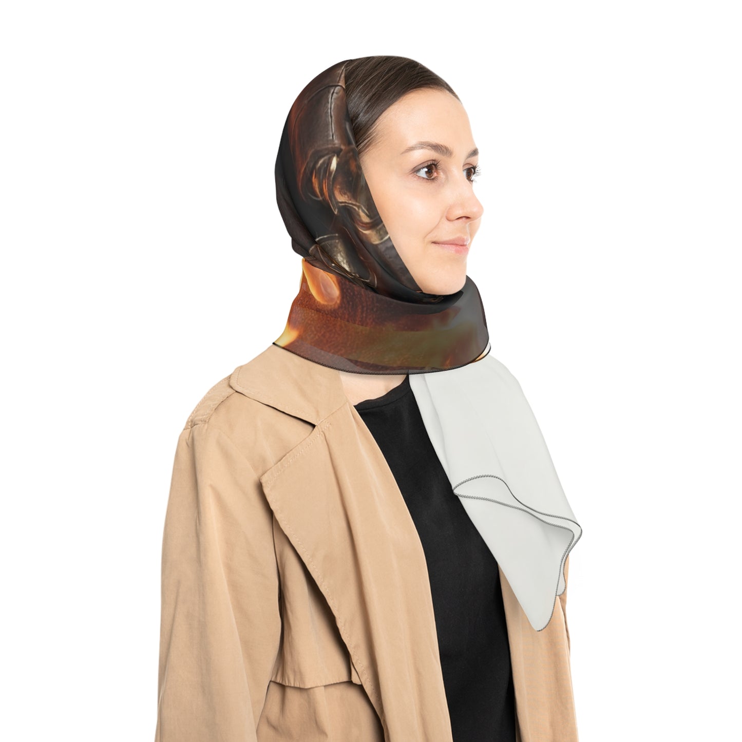Flame-Wreathed Sentinel Poly Scarf – Ash and Ember Reverie