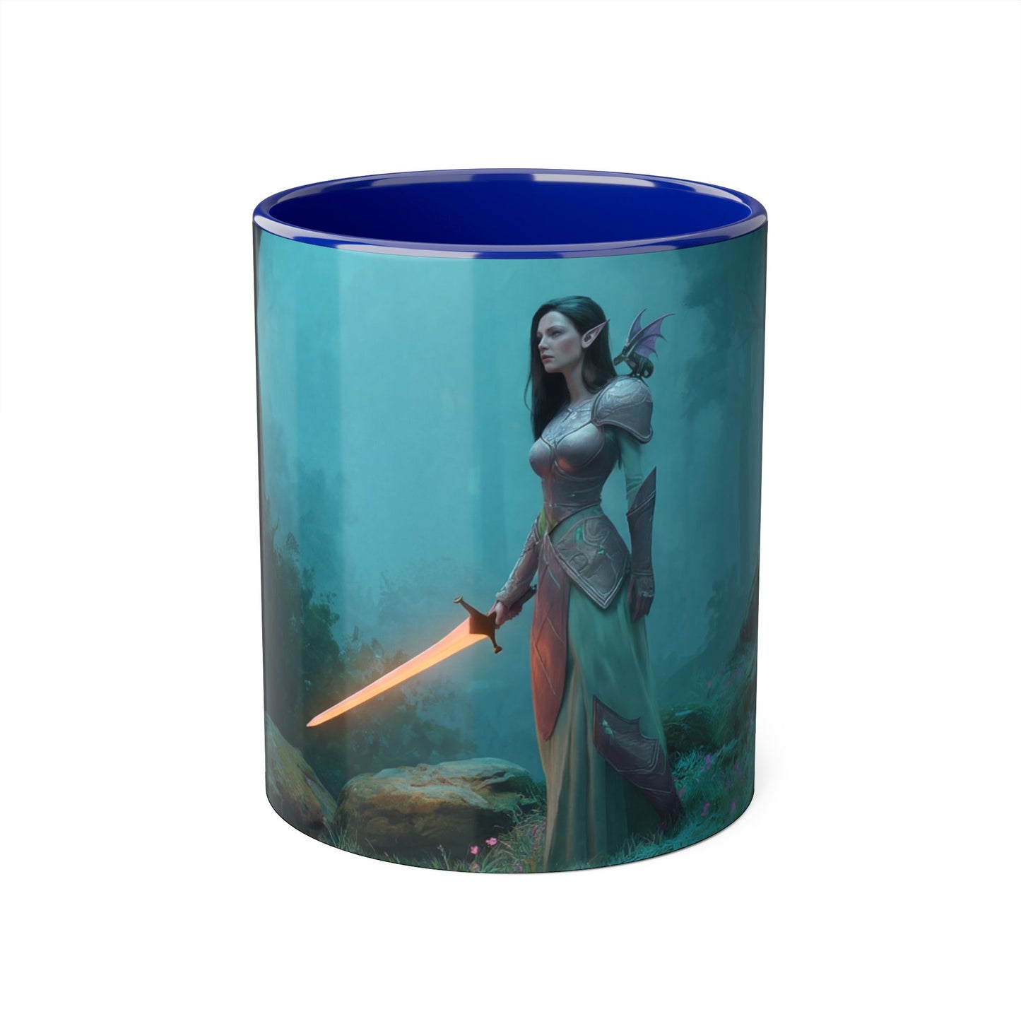 Forest Sentinel Accent Mugs, 11oz – Glowing Blade Guardian
