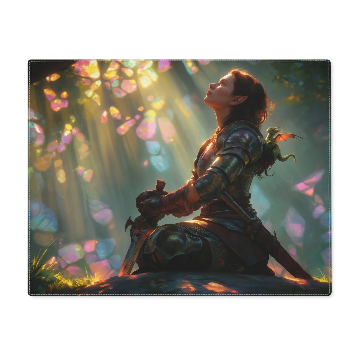 Dawn-Kissed Sentinel Placemat – Sunbeam Sanctuary with Tiny Dragon Companion