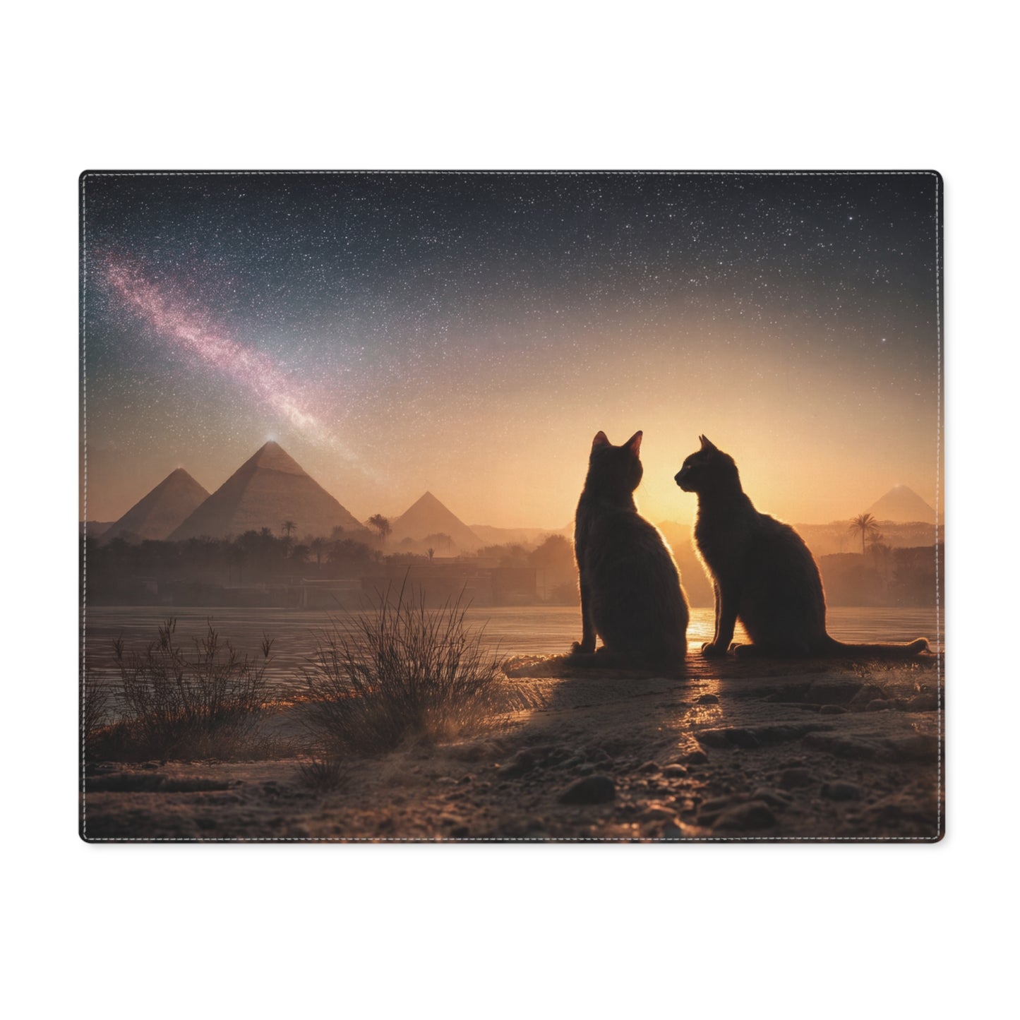Starlit Pyramids Cat Placemat – Whispers of the Nile at Dawn