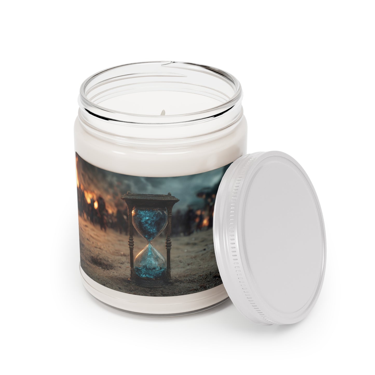Hourglass of Twilight Scented Soy Candles with White Lid, 9oz – Blue Sands of a Fading Battle