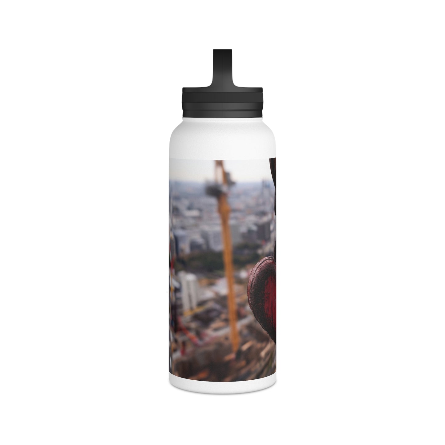 Rusty Heart Weight Bottle – Suspended Above the City’s Pulse
