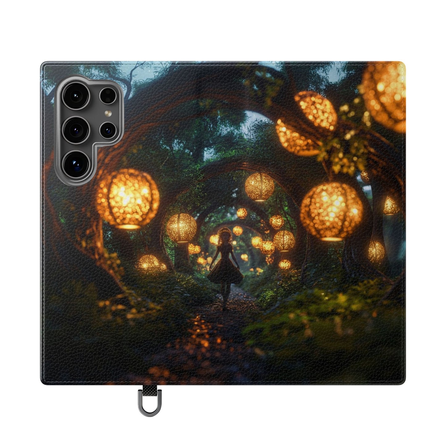 Lantern Archway Flip Cases – Girl Walking Through Forest Tunnel Art Case