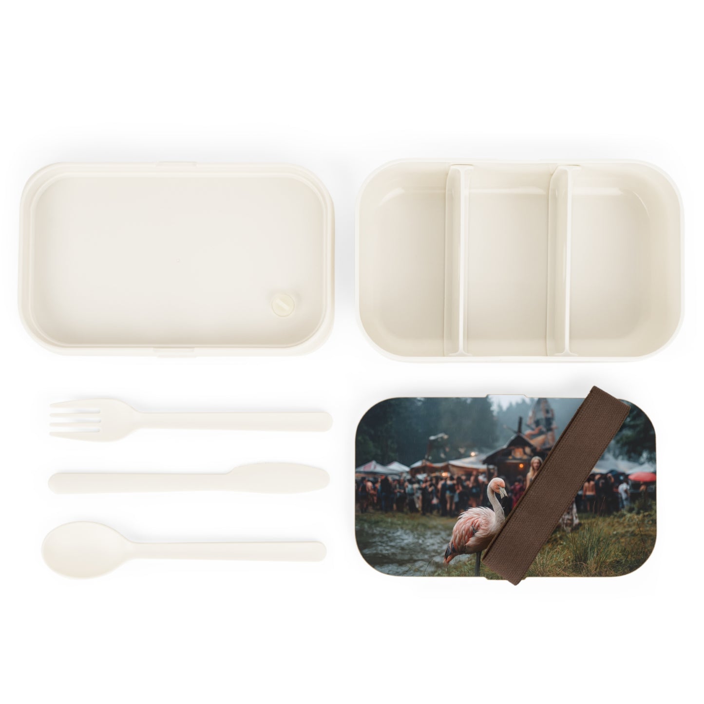 Rain-Slicked Flamingo Bento Lunch Box – Forest Festival Serenity