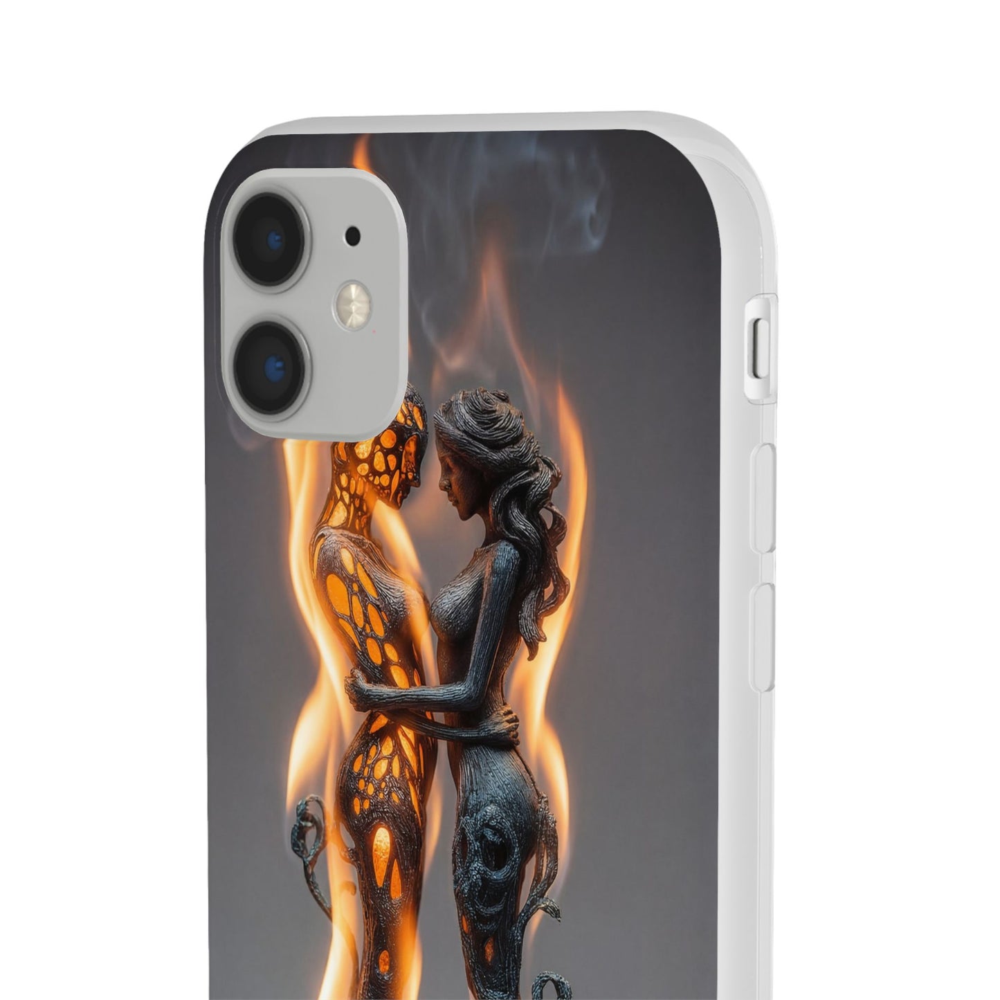 Flame-Embraced Lovers Flexi Cases – Intimate Glow Within the Fire