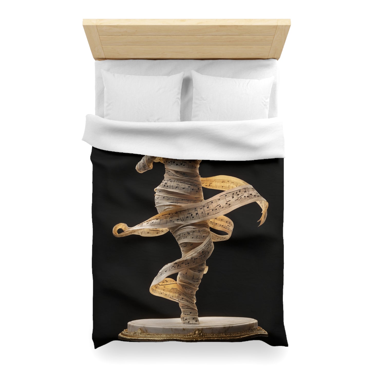 Melodic Dancer Microfiber Duvet Cover – Whispers of Sheet Music in Motion