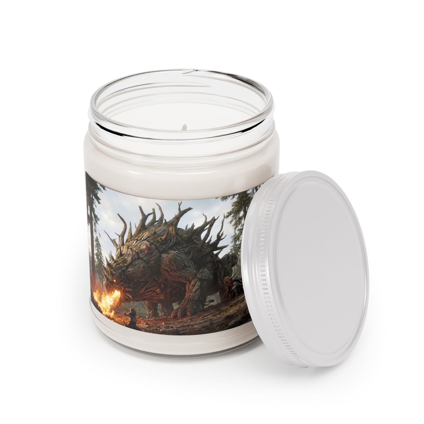 Ancient Wood Dragon Scented Soy Candles with White Lid, 9oz – Forest Fireheart Encounter