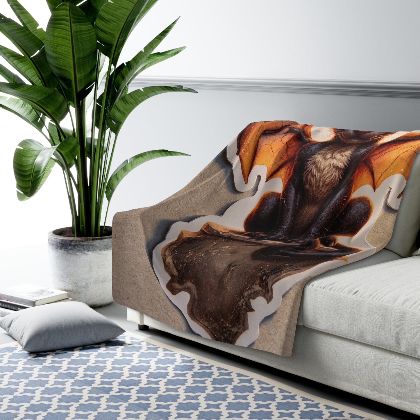 Ember Wing Batcat Sherpa Fleece Blanket – Twilight Guardian Sticker Art
