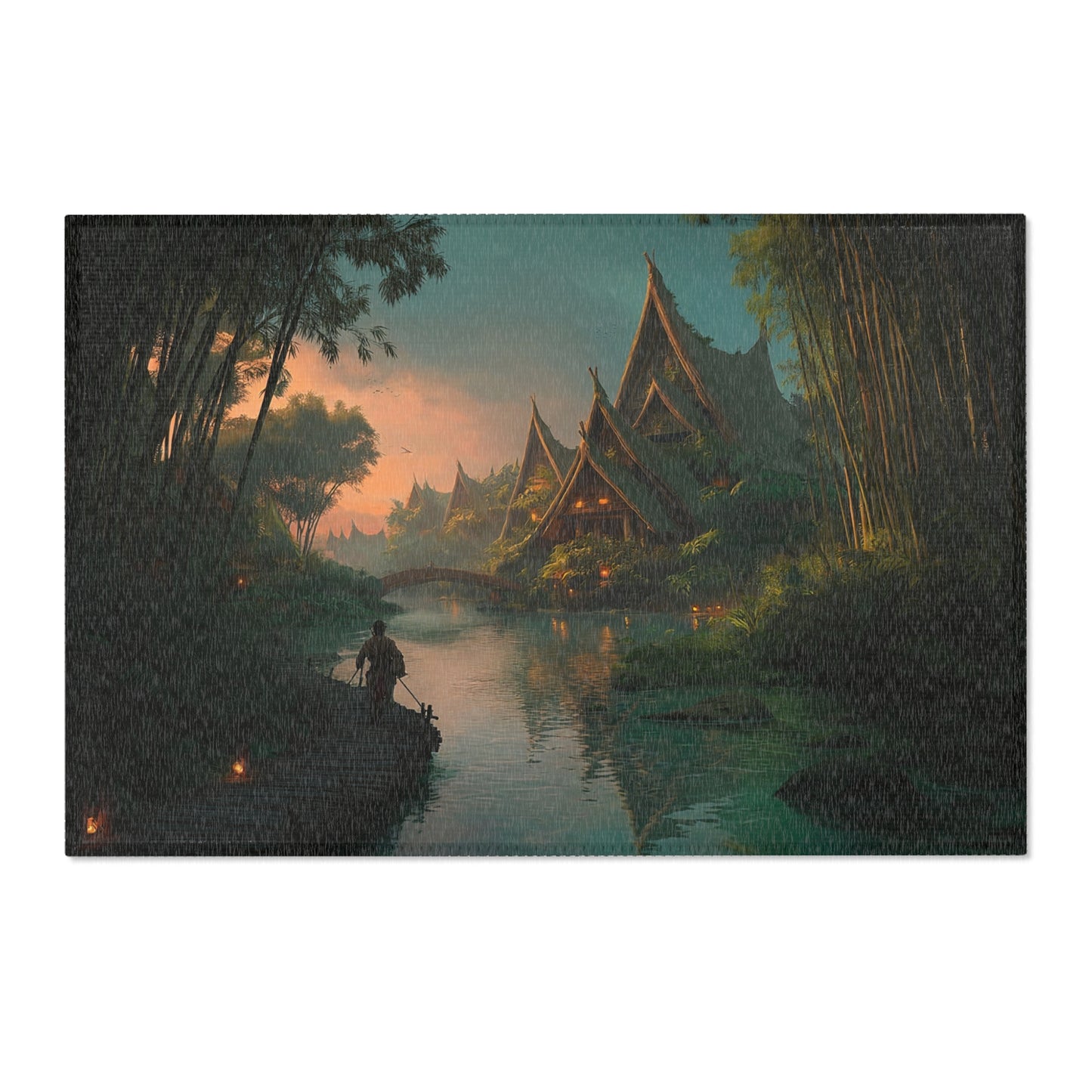 Bamboo River Village Rug – Twilight Waterway Serenity