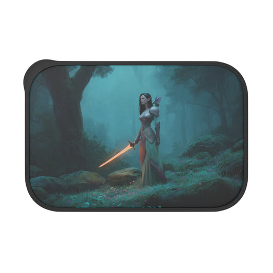 Elven Warrior with Glowing Sword PLA Bento Box with Band and Utensils – Twilight Grove Guardian