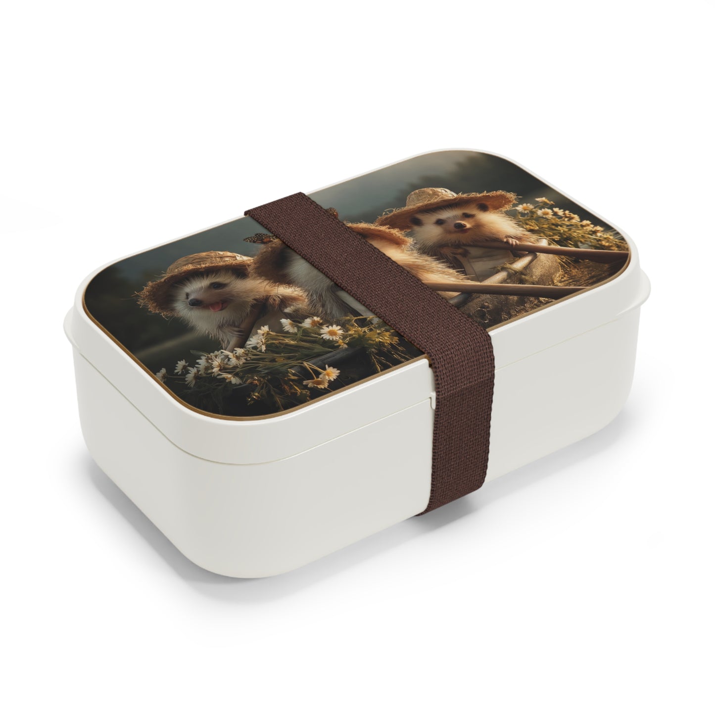 Three Hedgehog Rowers Bento Lunch Box – Golden Hour Pond Adventure
