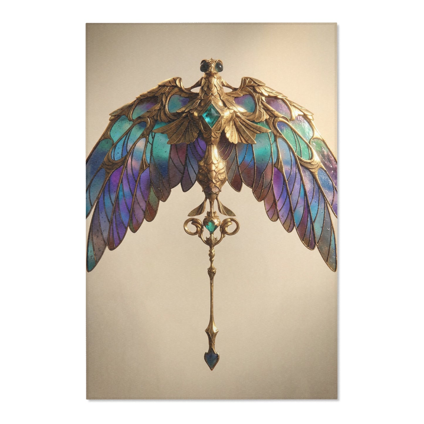 Celestial Phoenix Key Rug – Twilight Stained-Glass Wingscape