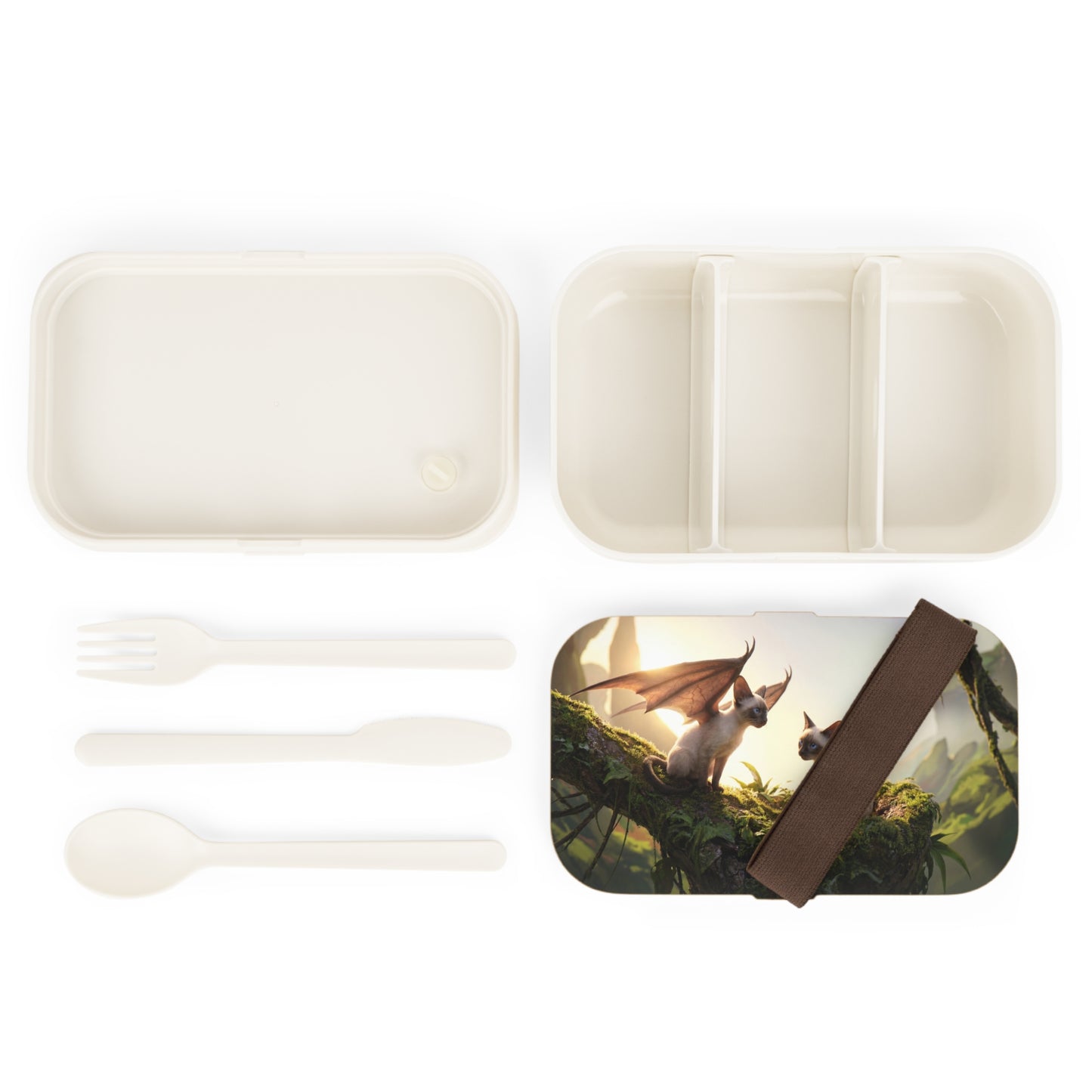 Winged Siamese Cat Bento Lunch Box – Dawn’s Secret Forest Meeting