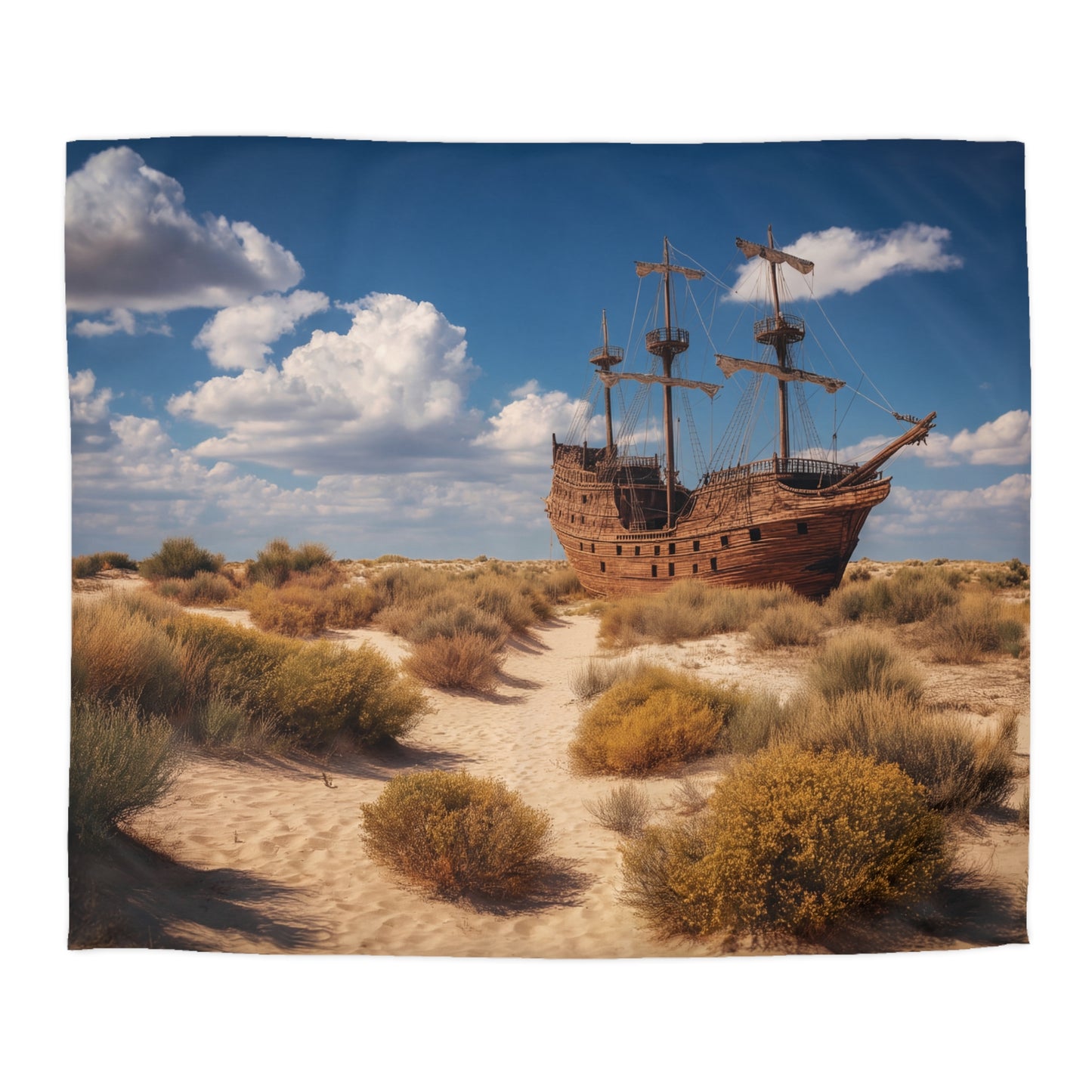 Shipwrecked Galleon Microfiber Duvet Cover – Desert Sandscape Adventure