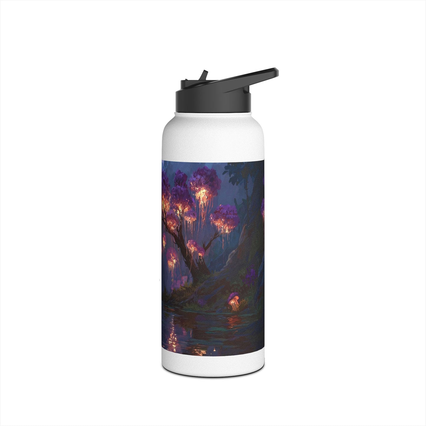 Bioluminescent Grove Stainless Steel Water Bottle – Twilight’s Whispering River