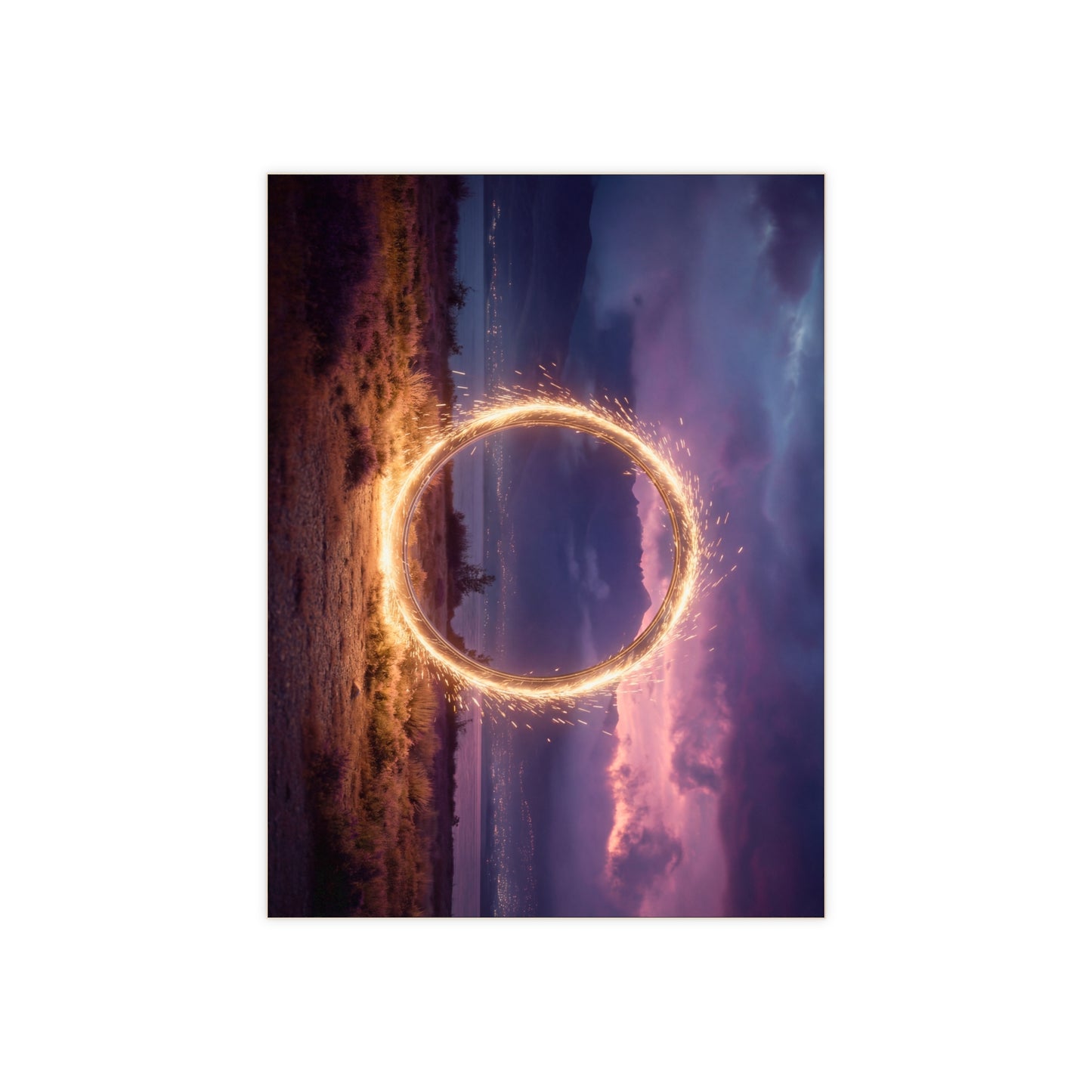 Spark Ring Twilight Ceramic Photo Tile – A Gateway to Purple Skies