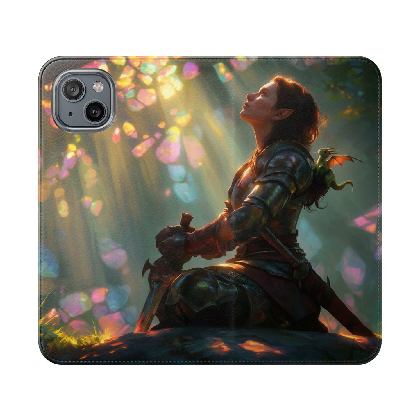 Crystal Grove Sentinel Flip Cases – Iridescent Forest Dawn Guardian