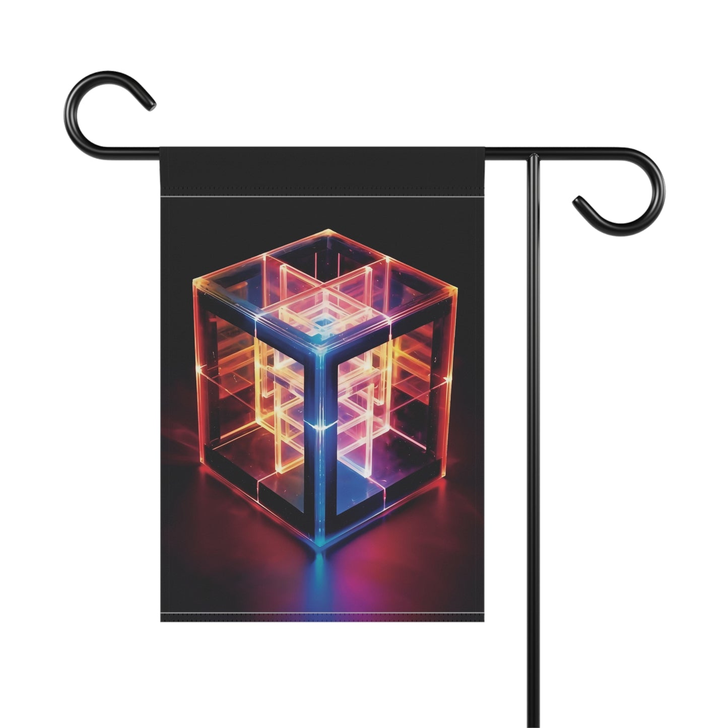 this is a tesseract, this is a hypercube, a three dimensional representation of a four dimensional object, larger on the inside than it is on the outside - Garden & House Banner