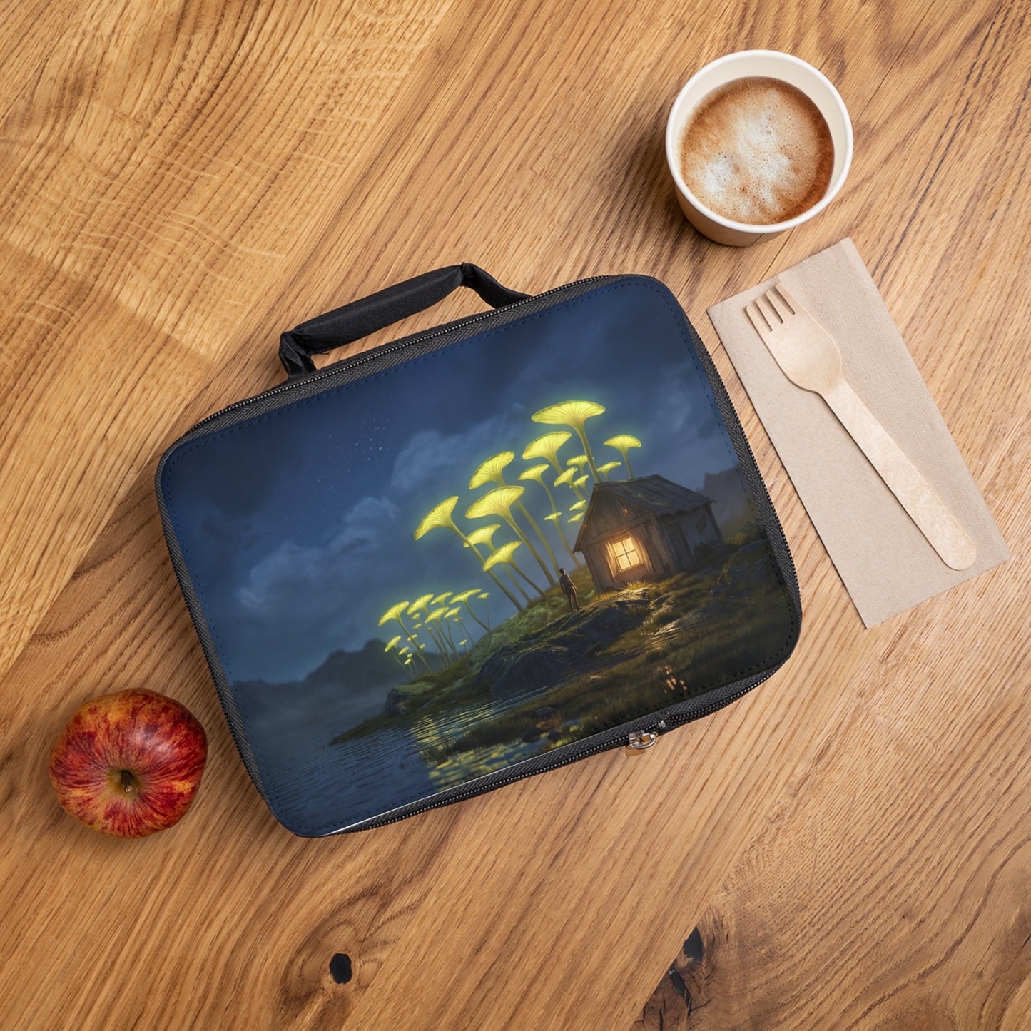 Luminescent Mushroom Cottage Lunch Bag – Night Watcher’s Quiet Refuge