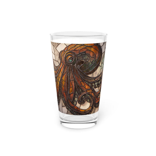 Stained Glass Octopus Pint Glass – Amber Tide Guardian
