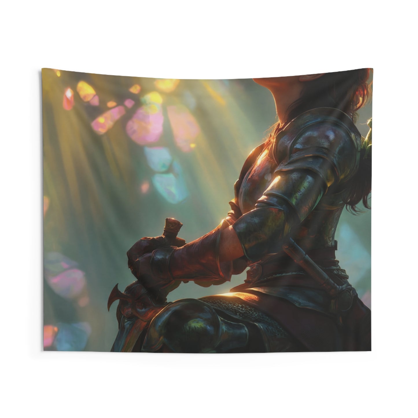 Elven Warrior in Crystal Grove Indoor Wall Tapestries – Sunbeam Sanctuary