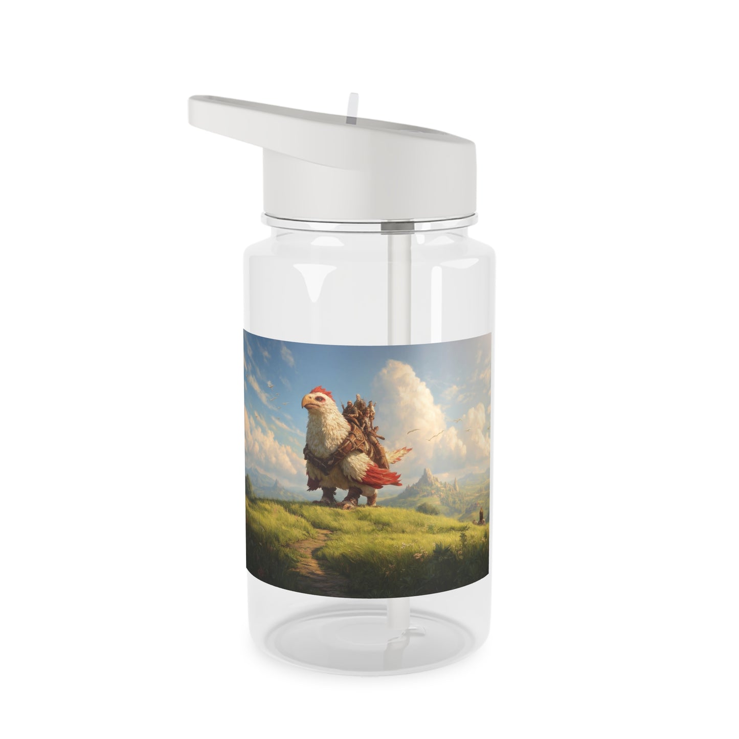 Feathered Mountain Guide Tritan Water Bottle – White Plume Horizon Companion