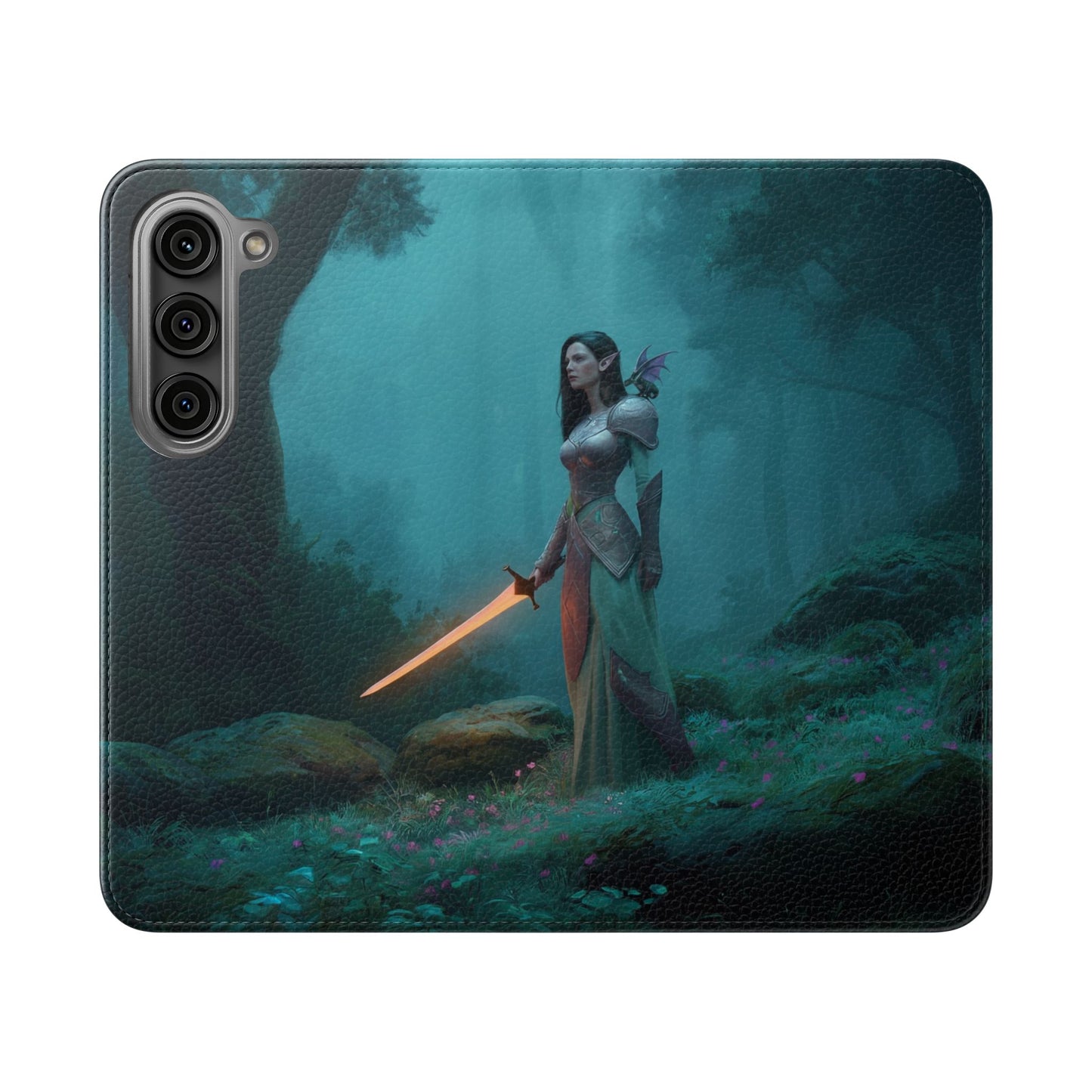 Forest Guardian Flip Cases – Elven Sentinel with Glowing Blade