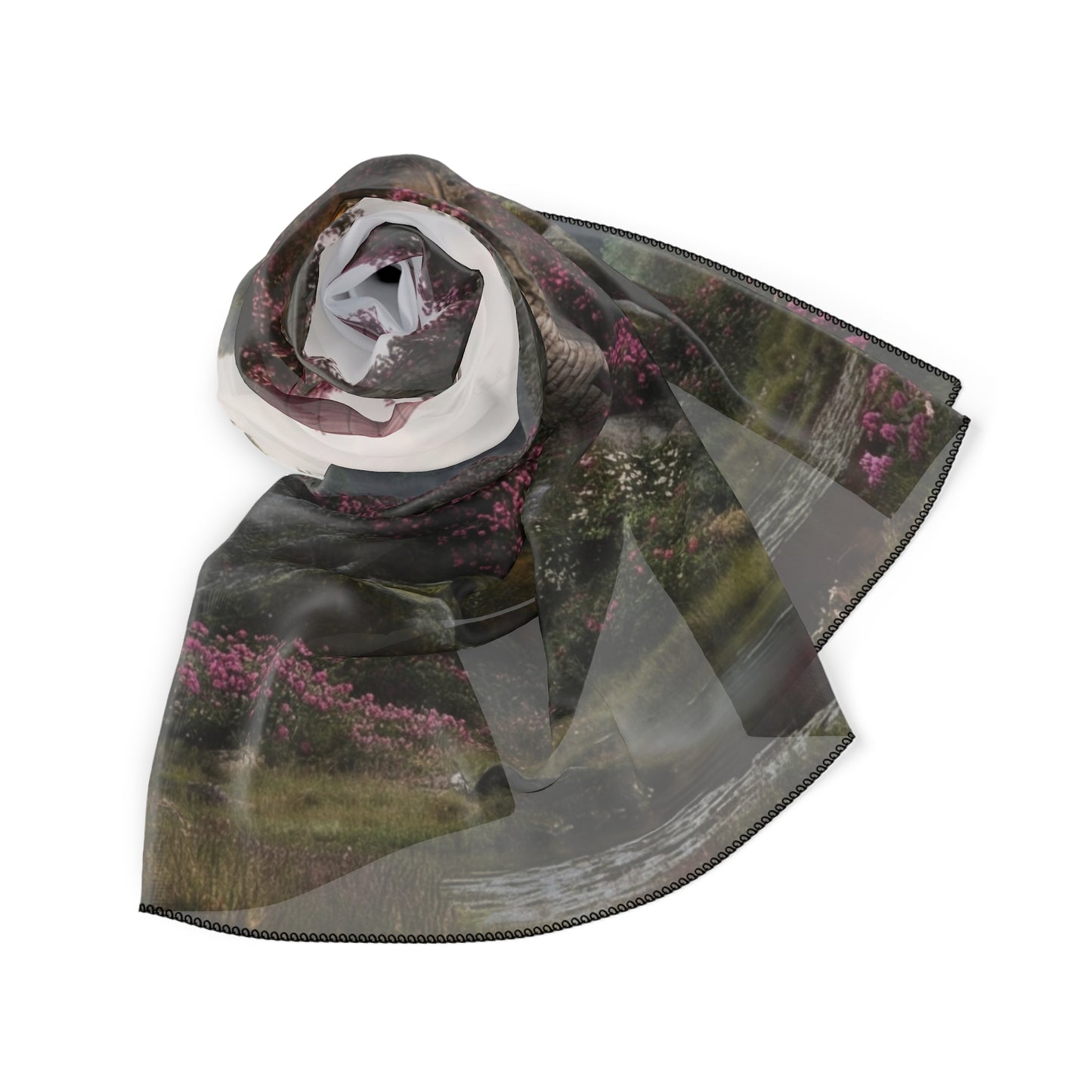 Blooming Castle Poly Scarf – Twilight Rose Sanctuary