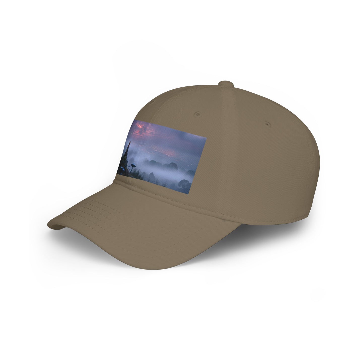 Misty Mountain Moonlight Low Profile Baseball Cap – Red-Haired Wanderer at Twilight