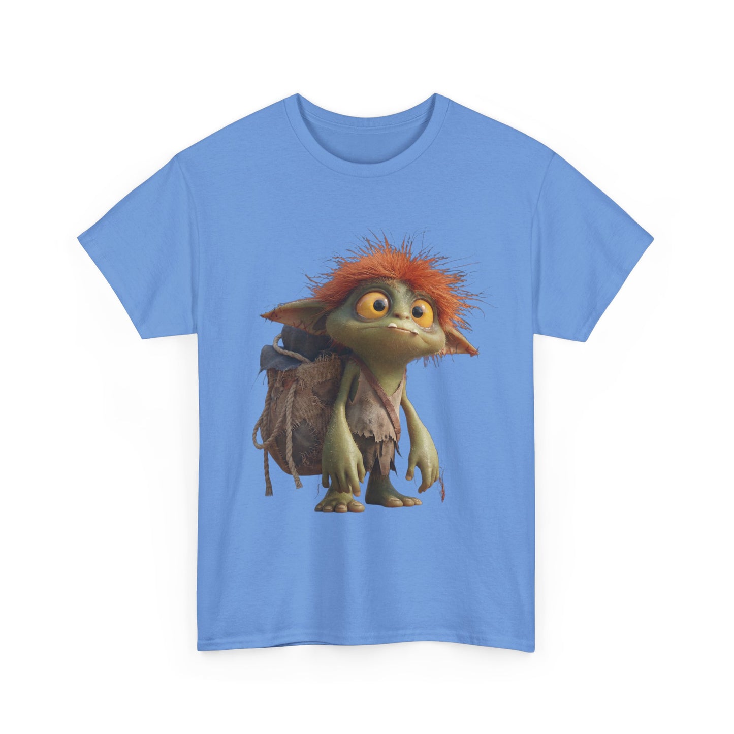 Mossy Gnome Unisex Heavy Cotton Tee – Rust-Haired Guardian with Satchel