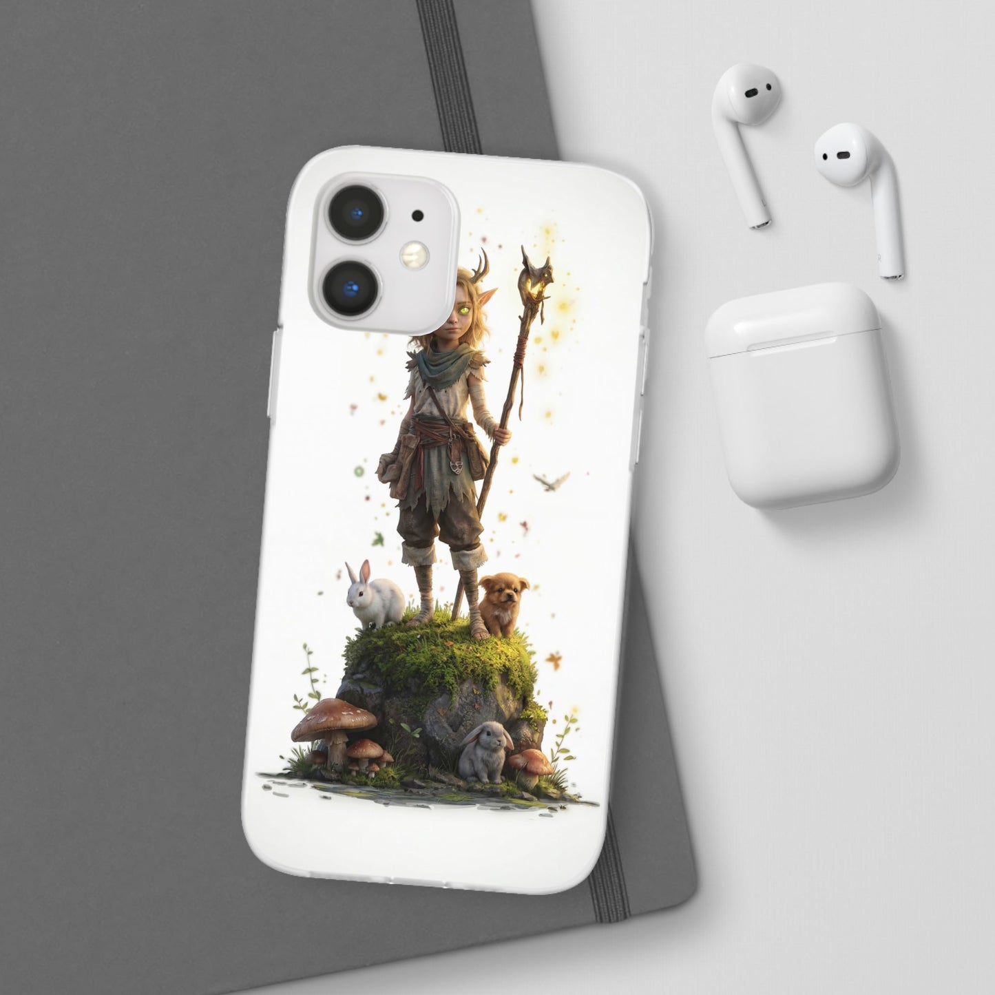 Forest Sentinel Flexi Cases – Glowing Antlered Child with Pet Companions
