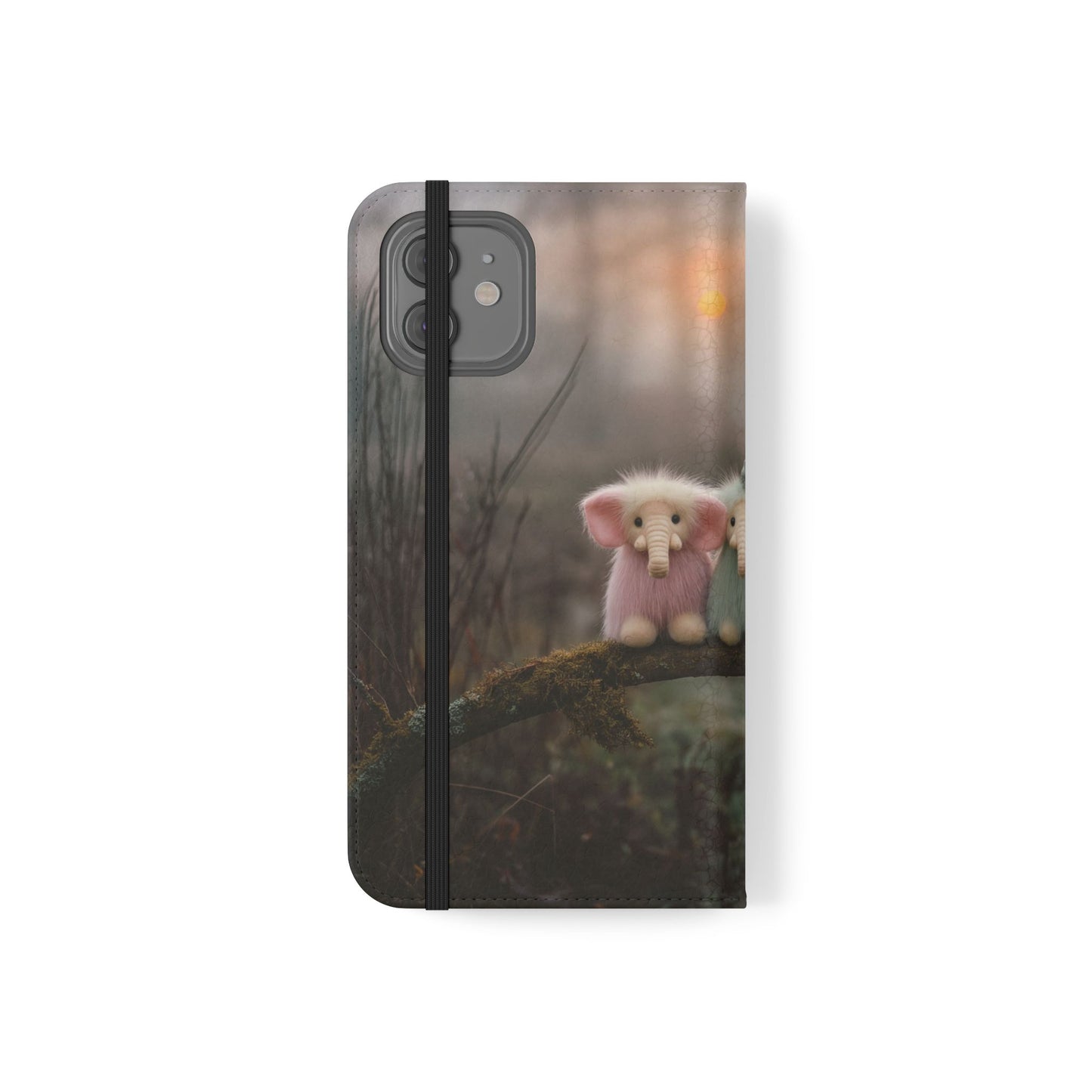Mossy Branch Elephants Flip Cases – Pastel Fluff Guardians