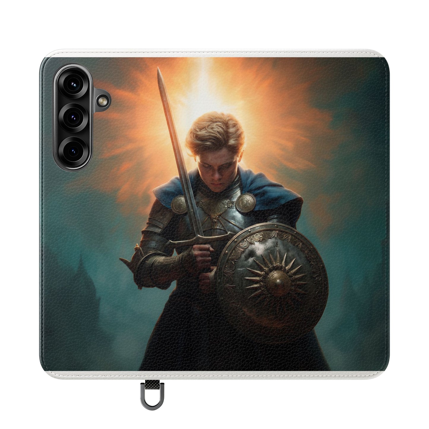 Dawn-Forged Knight Flip Cases – Radiant Armor Against Misty Skies