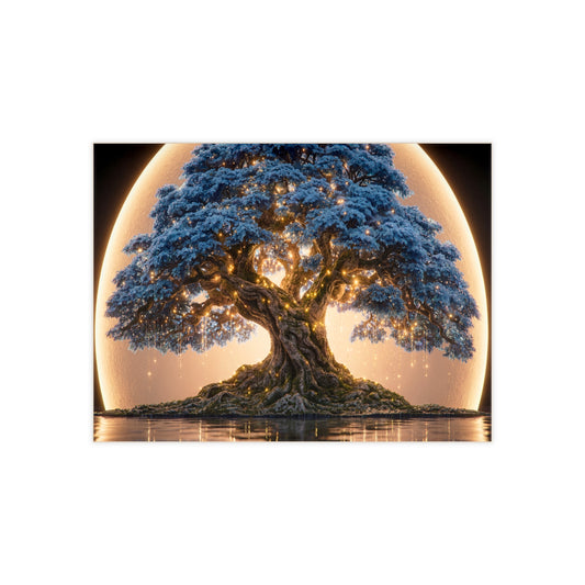 Moonlit Oracle Tree Ceramic Photo Tile – Whispering Wisdom Under Golden Light