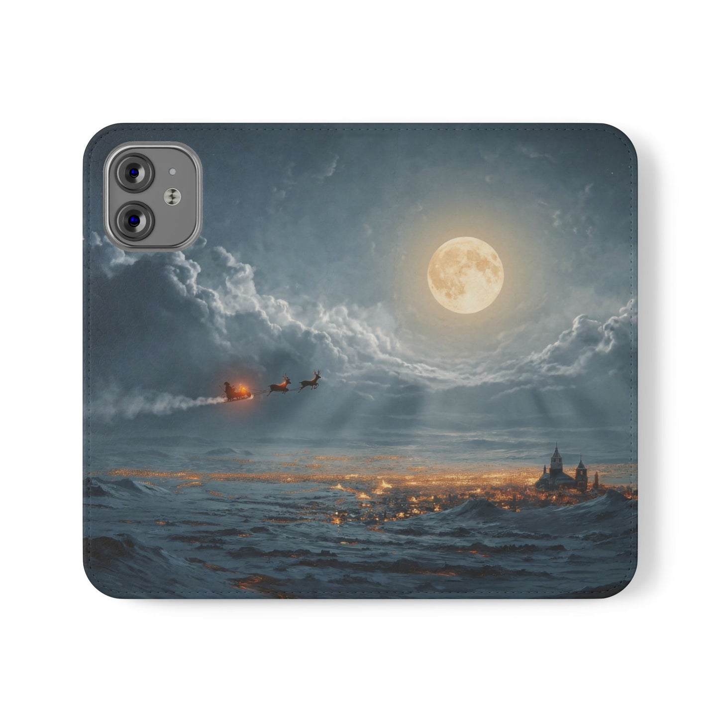 Moonlit Sleigh Flip Cases – Northern Lights Winter Journey