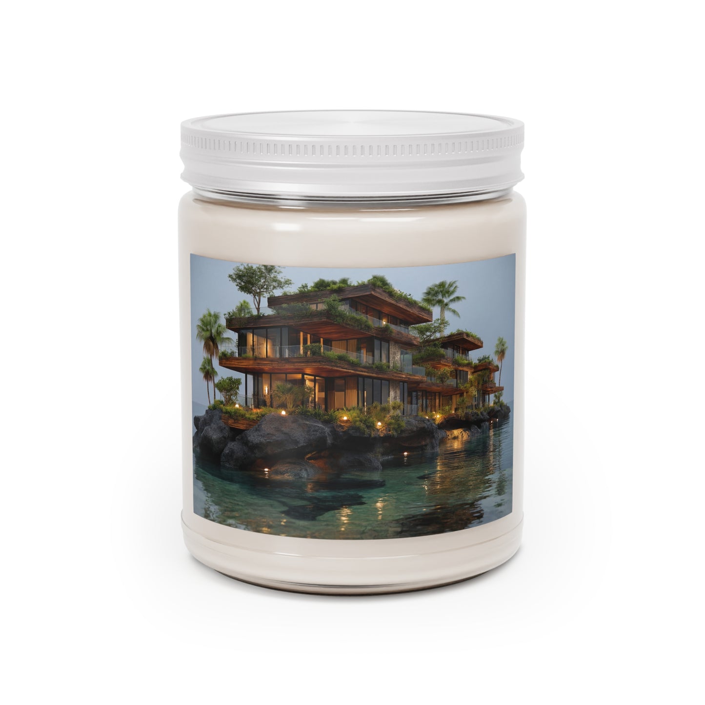Oceanfront Jungle Retreat Scented Soy Candles with White Lid, 9oz – Luminous Island Sanctuary