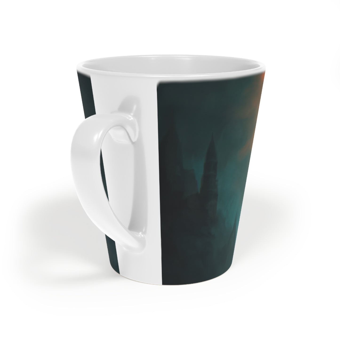 Sunlit Sentinel Latte Mug, 12oz – Dawn’s Radiant Armor Design