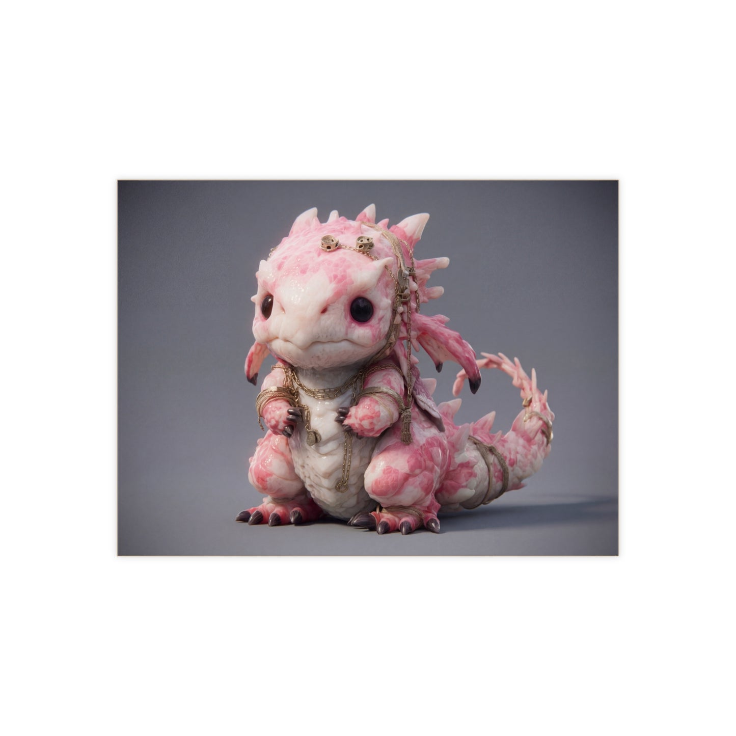 Pink Petal Dragon Ceramic Photo Tile – Regal Guardian of Soft Twilight