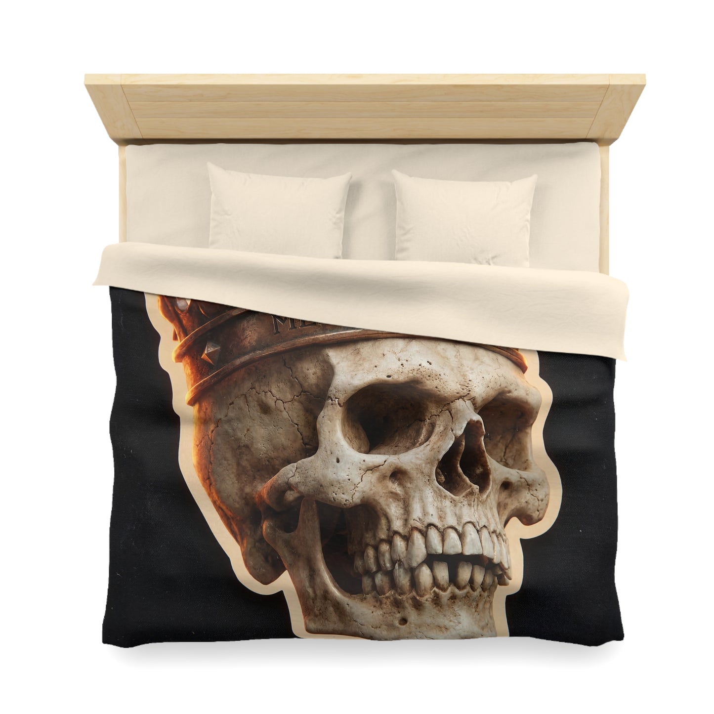 Crowned Skull Microfiber Duvet Cover – Regal Memento Mori Dreamscape
