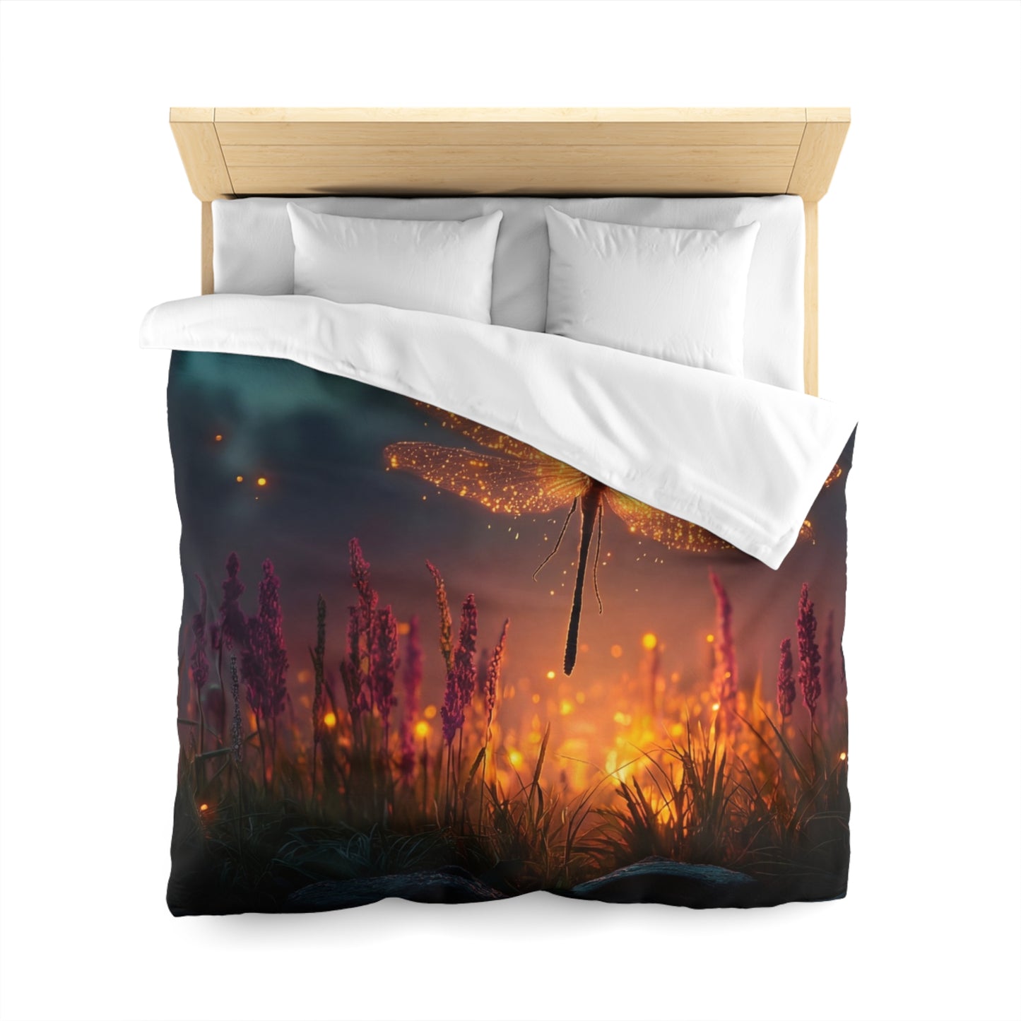 Firefly Dragonfly Microfiber Duvet Cover – Twilight Meadow Dreamscape