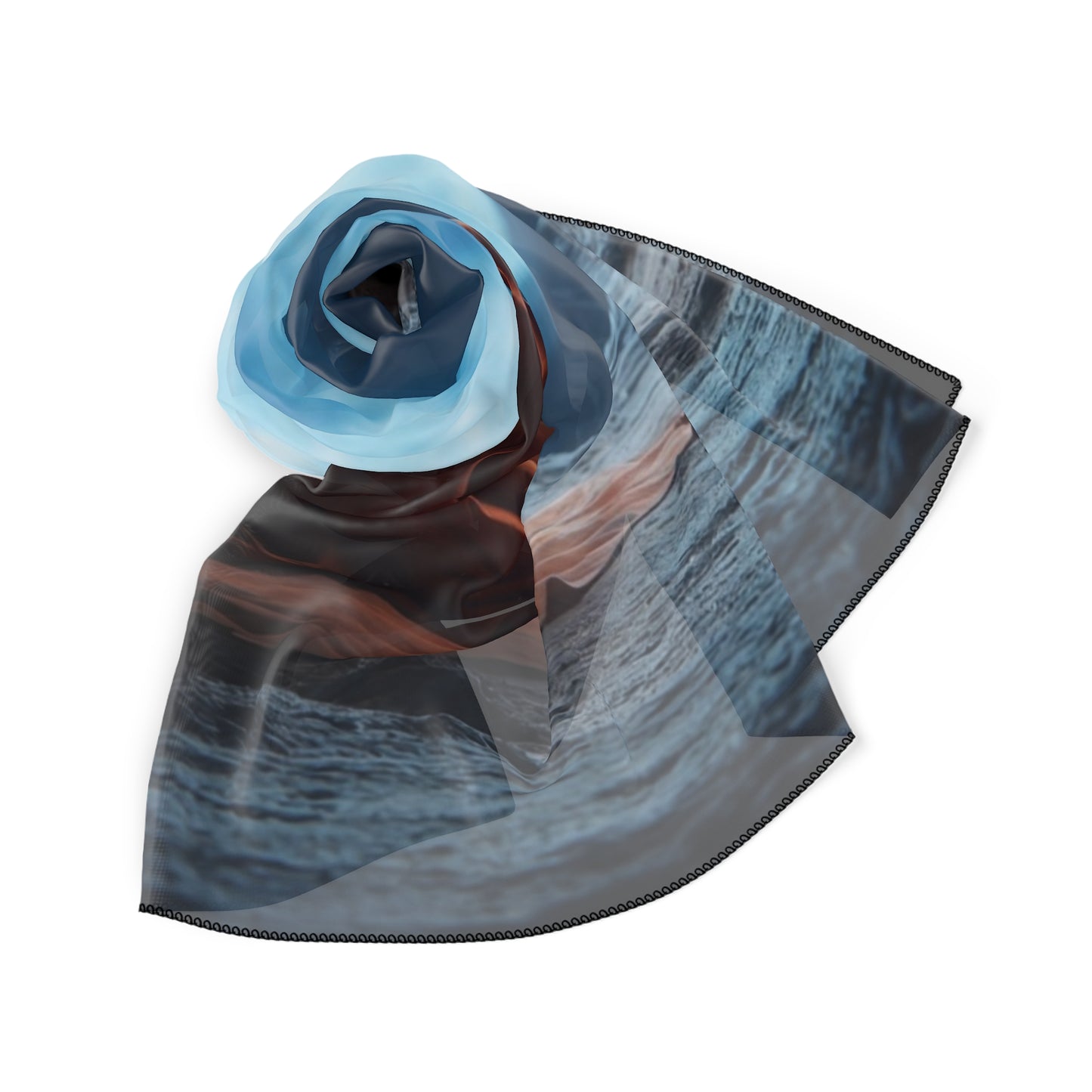 Lunar Meditation Poly Scarf – Crimson Monk’s Peaceful Glow