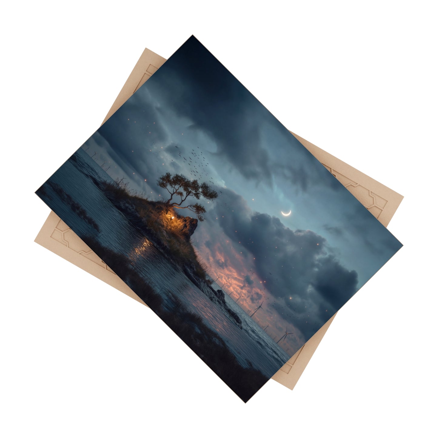 Moonlit Isle Lantern Ceramic Photo Tile – Whispers of the Twilight Shore