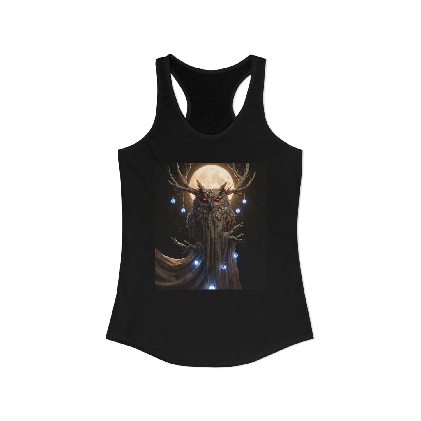 Lunar Owl with Antlers Racerback Tank – Crimson Eye Guardian