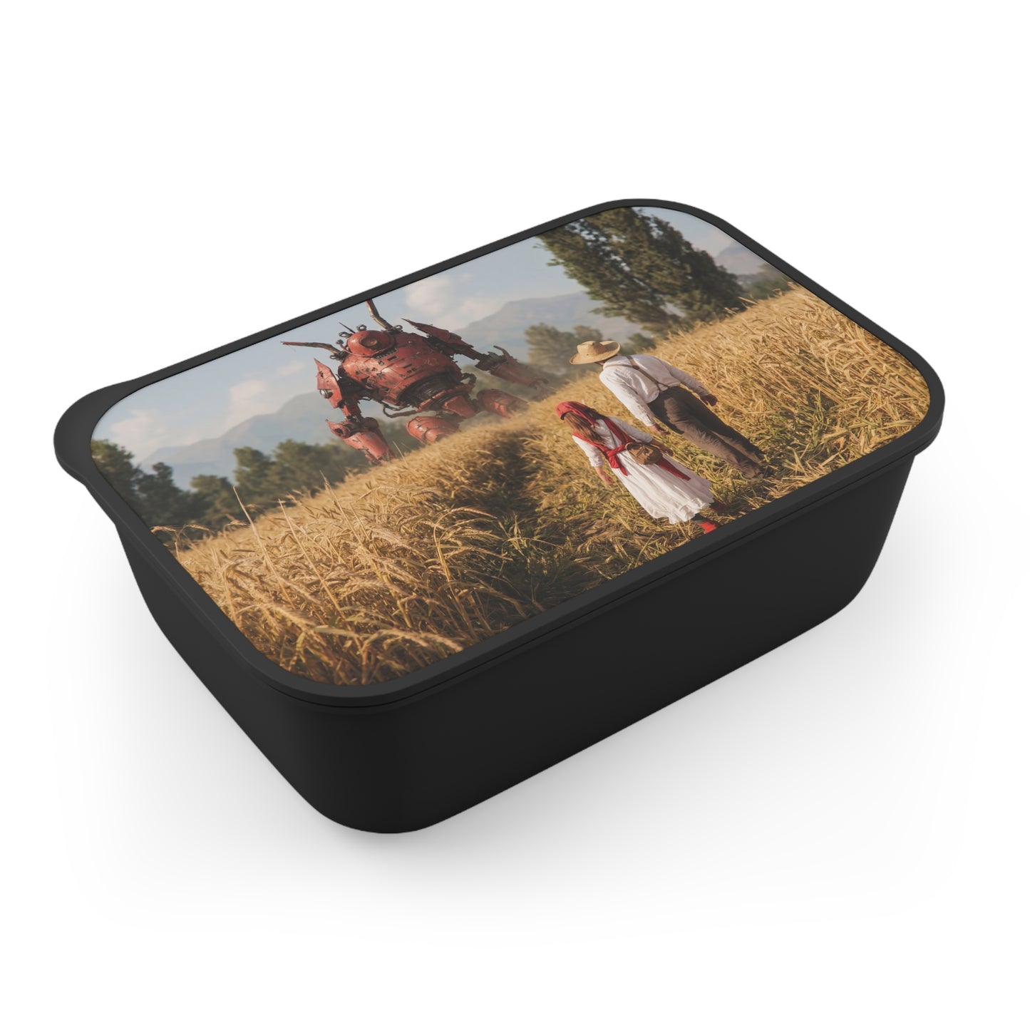 Rustic Guardian PLA Bento Box with Band and Utensils – Wheat Field Encounter