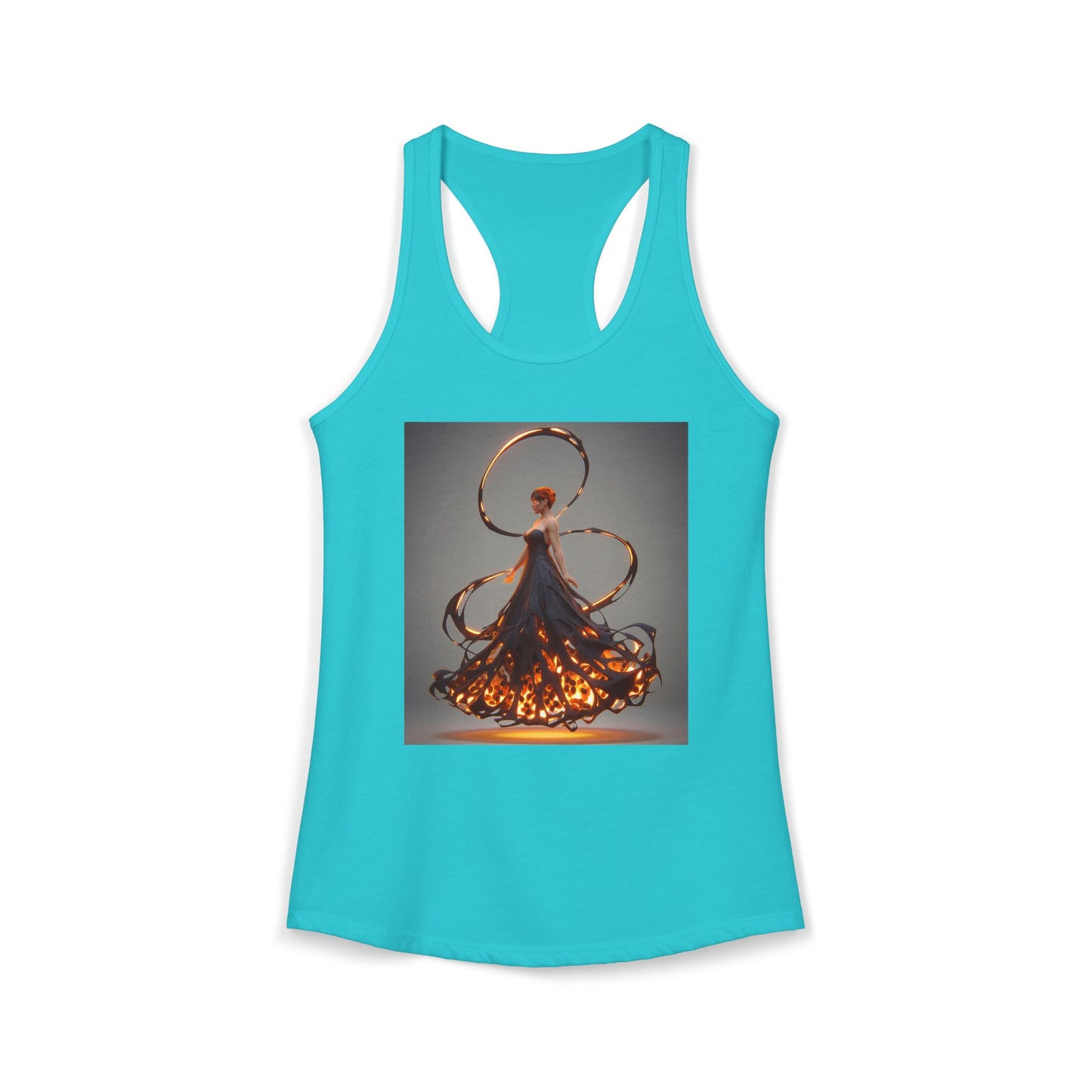 Ember Spiral Women's Ideal Racerback Tank – Glowing Filigree Silhouette