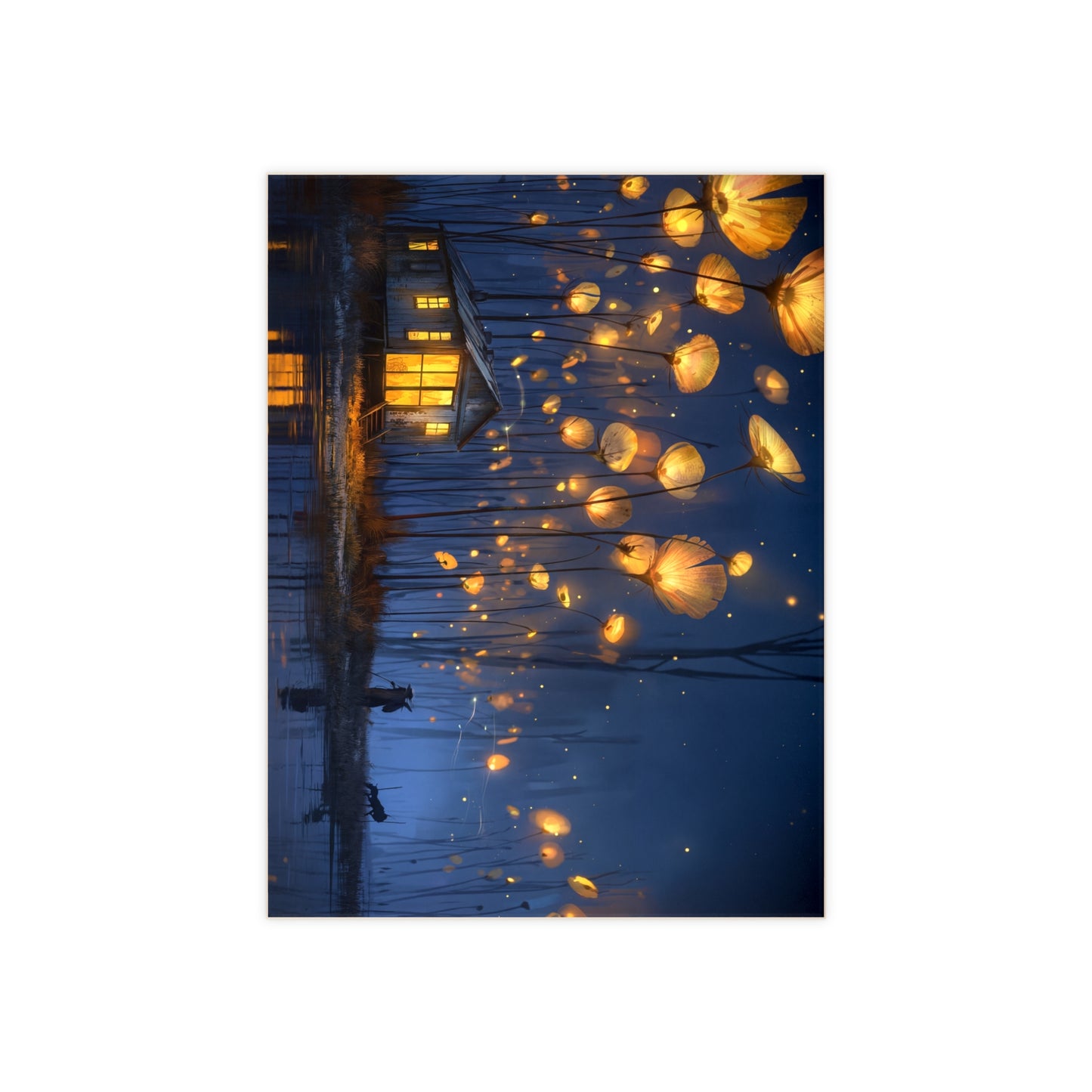Luminous Wildflower Cottage Tile – Warm Glow in the Twilight Marsh